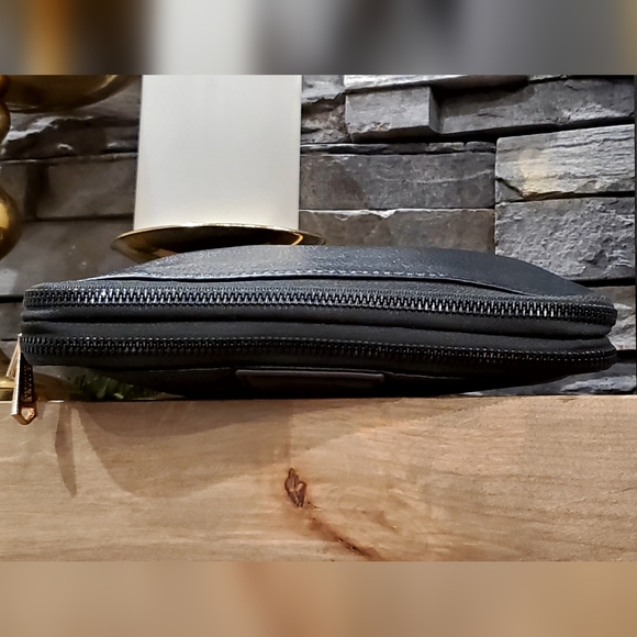 Aimee Kestenberg Black Pebble Leather 2 Compartment Zip Wallet Clutch, 8", - Picture 11 of 16